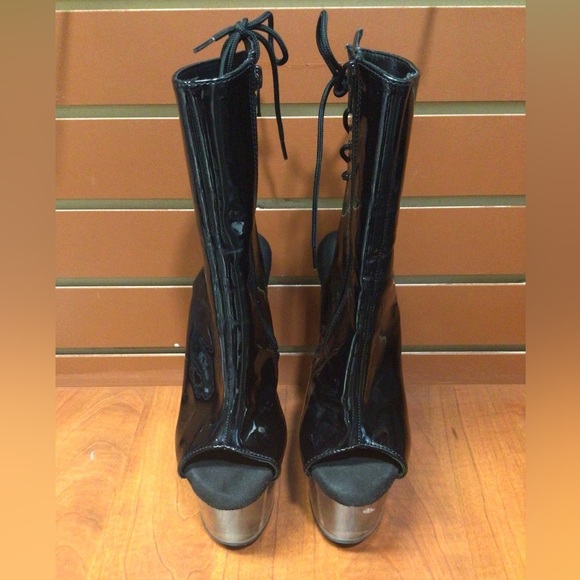 Adore Black Patent Heeled Boots - Picture 1 of 12